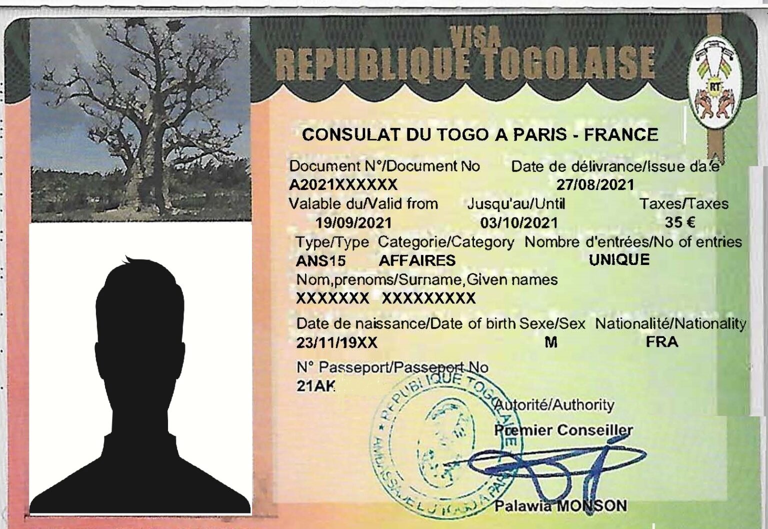 Visa Pour Le Togo Togo Tourisme   Visa Togo Exemple 1536x1058 